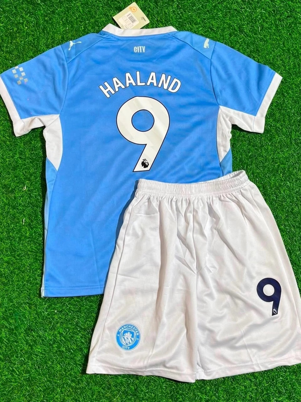 Erling Haaland Blue 26 27 Soccer Jersey Short Set Kit